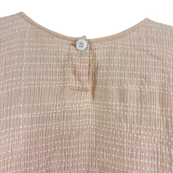 J Jill Pure Pink Blush Dolman Short Sleeve Oversized Embroidered Cotton Top L - Picture 12 of 16